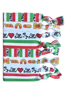 Sportigift 8 Piece Italian Hair Ties - 8 Count - Unisex - Cute Italian Themed Elastics