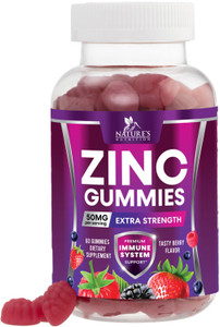 Zinc Gummies 50mg - Immune Skin & Bone Support Health Gummy & Premium Antioxidant Chewable - High Absorption Vegan, Best Zinc Supplements Vitamin for