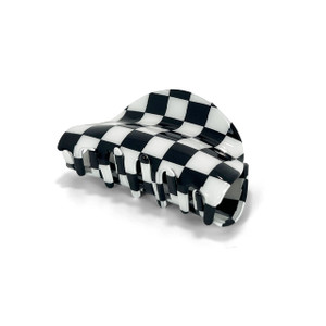 Two Oh One Checkered Hair Clip Claw Acrylic Strong Hold Women's Accessory for all Hair Type, Brown