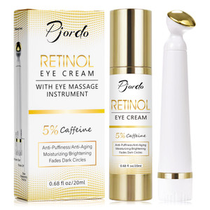 Pjordo Retinol Eye Cream with Eye Massage Instrument, Infused with 5% Caffeine and Hyaluronic for Dark Circles Treatments, Under Eye Care Anti Aging