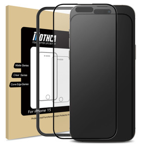 Mothca Matte Glass Full Coverage Screen Protector for iPhone 15 6.1-inch, Anti-Glare Anti-Fingerprint Black Edge Tempered Glass Film with Easy Instal