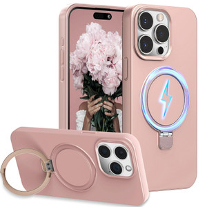 LOHASIC for iPhone 15 Pro Max Case Compatible with MagSafe Silicone Case, Magnetic Ring with Stand, Non-Slip Grip Shockproof Protective Magnetic Phon