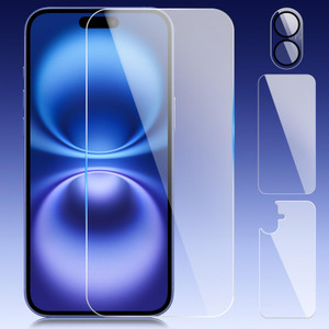 Siminsy Screen Protector for iPhone 16, Tempered Glass Screen Protector including Front and Back Protectors, Camera Protector, 3-in-1 Protection (6.1