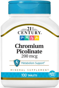 21st Century Chromium Picolinate, 200 mcg, 100 Tablets