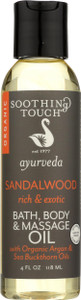 Soothing Touch Organic Bath, Body & Massage Oil, Sandalwood, 4 Fl Oz