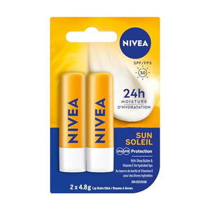NIVEA Sun Caring Lip Balm Sticks with SPF 30, Duo Pack (2 x 4.8 g)(Imported from Canada)