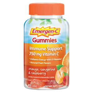 Emergen-C 750mg Vitamin C Gummies for Adults, Immunity Gummies with B Vitamins, Gluten Free, Orange, Tangerine and Raspberry Flavors - 45 Count