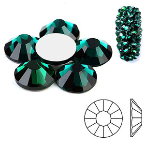 Emerald Glass Gems (291) NEW 2088 Xirius Flat Back Green Rhinestones1440pcs/bag Shining Decorations for Nails Art Rhinestone Non Hot Fix Glass Crysta