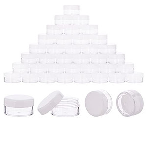 40Pcs 10 Gram Plastic Cosmetic Containers with Lids for Lotion, Creams, Toners, Lip Balms, Makeup Samples Jars BPA free (10g-40pcs, white)