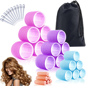 34Pcs Hair Roller Set with Clips, Self-Grip Hair Rollers for Volume, Salon Hairdressing Curlers and DIY Hairstyles, 4 Sizes Rollers Hair Curlers in a