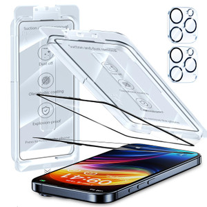 ZUSLAB 2-Pack Screen Protector with 2 Camera Lens Protectors Compatible with iPhone 16 Pro 6.3 Inch - Easy Auto-Align Install Kit - Anti-Fingerprint