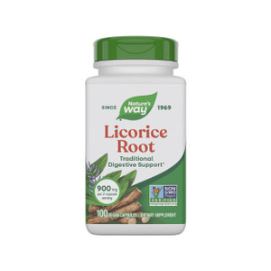 Nature's Way Licorice Root, Traditional Digestive Support Supplement*, 900 mg per 2-Capsule Serving, Non-GMO Project Verified, 100 Vegan Capsules (Pa