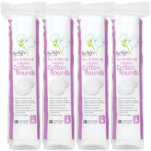 ForPro Pure & Natural Stitched Cotton Rounds for Face (400-Count), 100% Pure Cotton Makeup Remover Pads, Hypoallergenic, Lint-Free, Vegan & Cruelty-F