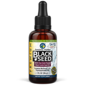 Amazing Herbs Premium Black Seed Oil - Gluten Free, Non GMO, Cold Pressed Nigella Sativa Aids in Digestive Health, Immune Support, Brain Function, Jo
