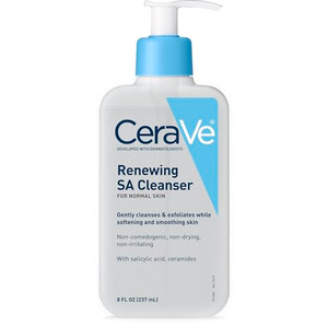 CeraVe Renewing Salicylic Acid Cleanser, Formulated With Hyaluronic Acid, Niacinamide, & Ceramides, Gentle BHA Exfoliating Face Wash Smooths & Soften