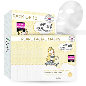 esfolio Pure Skin Mask Box  Pearl Essence Sheet Mask Set, Hydrating & Nourishing Korean Face Masks, Revitalizing Skincare for Soft, Smooth, and Radi