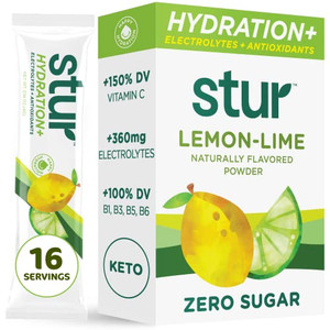 Stur Electrolyte Hydration Powder | Lemon Lime | High Antioxidants & B Vitamins | Sugar Free | Non-GMO | Daily Hydration & Workout Recovery | Keto |