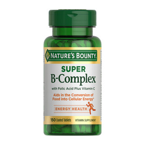 Nature's Bounty Super B Complex Vitamins with Vitamin C & Folic Acid, Vitamins for Immune & Cellular Energy Support, 150 Tablets