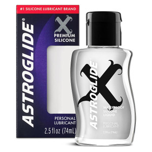 Astroglide Silicone Lube (2.5oz), X Premium Personal Lubricant, Extra Silky Sex Lube, Waterproof for Water Play, Travel-Friendly Size