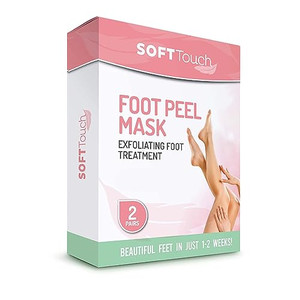 Dermora Soft Touch Exfoliating Foot Peel Mask  Pack of 2 - For Dry, Cracked Heels, Calluses & Baby Soft Skin - Peppermint - Exfoliating Foot Peeling