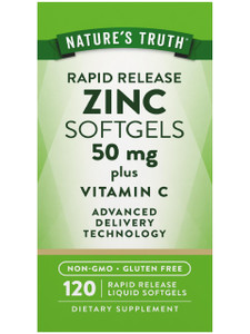 Nature's Truth Zinc with Vitamin C | 50mg | 120 Softgels | Non-GMO & Gluten Free Supplement