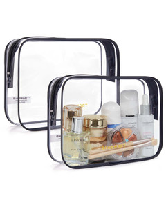 BAGSMART Clear Toiletry Bag, 2 Pack TSA Approved Travel Toiletry Bag Carry on Travel Accessories Bag Airport Airline Quart Size Bags Water Repellent