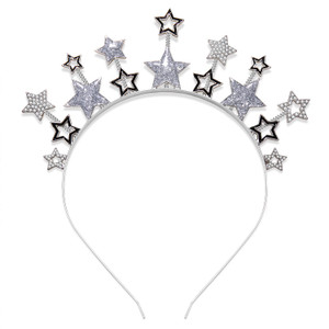 GLBCC Rhinestone Star Headband for Women - Sparkle Star Tiara Crown Hairband - Silver - Wedding & New Year