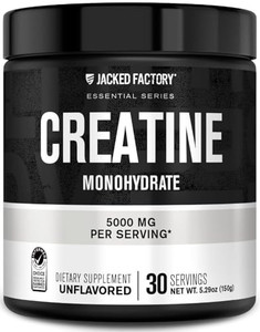 Jacked Factory Creatine Monohydrate Powder 150g - 5g Daily Creatine Supplement for Men and Women, Vegan-Friendly, Third-Party Tested - 30 Servings, U