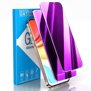 MAYtobe [2-Pack Privacy Screen Protector Designed for iPhone 16 Pro Max Anti-Blue Light Tempered Glass, Purple Anti-Spy, Eye Protection, Colorful Gra