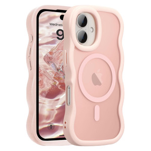 UEEBAI Magnetic for iPhone 16 Plus Case, Compatible with MagSafe, 2025 Transparent Wave Frame Design Case Soft Edge Cover Cute Clear Matte Shockproof