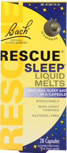 Bach Rescue Sleep Liquid Melts, Natural Orange Vanilla Flavor, Natural Sleep Aid, Stress Relief, Homeopathic Flower Essence, Free of Melatonin, Glute