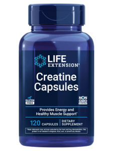 Life Extension Creatine Capsules  Creatine Monohydrate  Promotes Strength, Lean Muscle, Healthy Endurance  Non-GMO, Gluten-Free  120 Capsules