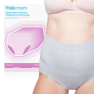Frida Mom Postpartum Underwear, Disposable C-Section Panties, High-Waist, Seamless, Stretch Support for C-Section Recovery, Size Regular (28"-42"), P