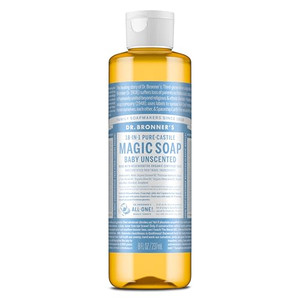Dr. Bronner's Pure-Castile Magic Liquid Soap (Baby Unscented, 8 Ounce)- Made with Regenerative Organic Certified Oils, For Face, Body Wash, Baby Soap