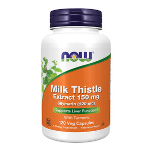 NOW Foods Supplements, Silymarin Milk Thistle Extract 150 mg with Turmeric, Supports Liver Function*, 120 Veg Capsules