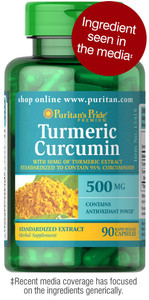 Puritans Pride Turmeric Curcumin 500 Mg Capsules, 90 Count