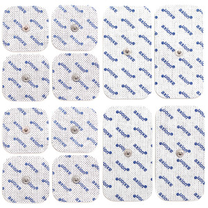 12 axion TENS Unit Electrode Pads Mix Set - 8 Square 2x2'' and 4 Rectangular 4x2'' Replacement Pads with 3,5mm Snap Button for TENS Machines and Musc
