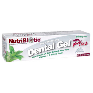 NutriBiotic  Dental Gel Plus, Truly Whitening, Wintergreen, 4.5 Oz | with GSE, Aloe, Vitamin C, Baking Soda & Dental Peroxide | Support Healthy Teet