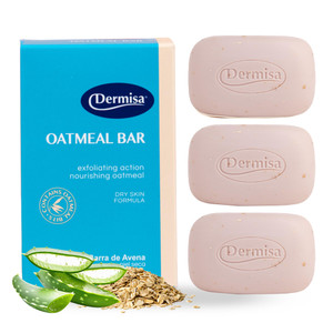 Dermisa Exfoliating Oatmeal Bar | Helps to Gently Cleanse and Exfoliate Dry Skin | Contains Oatmeal + Aloe Vera | NO PARABENS, NO SULFATES | 3 OZ | P