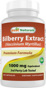 Best Naturals Bilberry Extract 1000mg Capsule (Non-GMO) Supports Healthy Vision, 90 Count