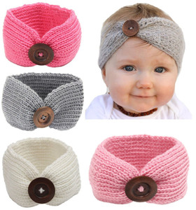 QandSweet Baby Turban Head Wrap Headbands Girl Knitting Button Hairbands