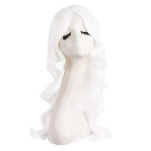 MapofBeauty 24 Inch/60cm Charming Synthetic Fiber Long Wavy Hair Wig Women Party Full Wig (White)