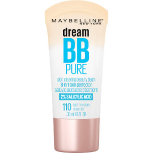 Maybelline Dream Pure Skin Clearing BB Cream, 8-in-1 Skin Perfecting Beauty Balm With 2% Salicylic Acid, Sheer Tint Coverage, Oil-Free, Light/Medium,