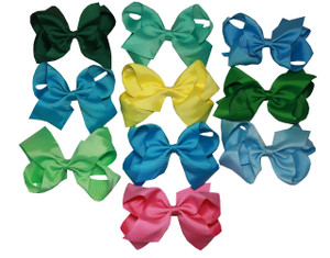 Syleia Large 6" Hair Bows with Alligator Clip Set of 10 (Summer Splash)