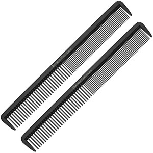 Hair Cutting Comb (2 Pack) - Professional 8.75 Black Carbon Fiber Anti Static Chemical And Heat Resistant Hair Combs For All Hair Types For Men And