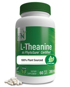 Health Thru Nutrition L-Theanine 200mg 60 Vegecaps PhytoSure Certified | Supports Healthy Relaxation & Focus | 3rd Party Tested | Clean Label, Non-GM