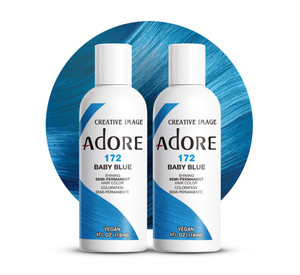Adore Semi Permanent Hair Color (172 Baby Blue) (2 Pack) | Vegan & Cruelty-Free Blue Hair Dye | No Ammonia, No Peroxide, No Alcohol | 4 Fl Oz