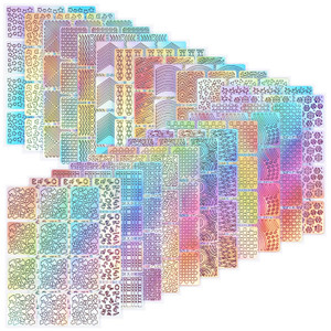 288 Pieces Nail Vinyl Stencils Nail Decoration Stickers Set Nail Stickers Tips Decals, 24 Sheets