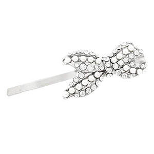 Rosemarie Collections Women's Faux Pearl And Crystal Ribbon Bobby Pin Hair Barrette, 2.5" (Silver Tone)