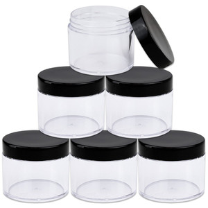 Beauticom 60 Grams/60 ML (2 Oz) Round Clear Leak Proof Plastic Container Jars with Black Lids for Travel Storage Makeup Cosmetic Lotion Scrubs Creams
